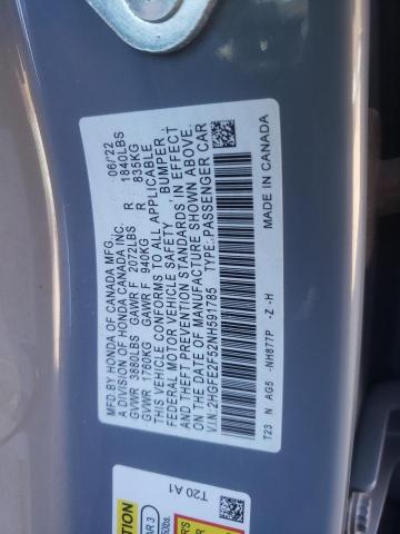 2HGFE2F52NH591785 - 2022 HONDA CIVIC SPORT 灰色 照片 12
