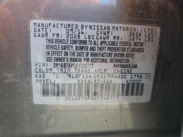 3N1AB7AP0GY338777 - 2016 NISSAN SENTRA S CHARCOAL photo 12