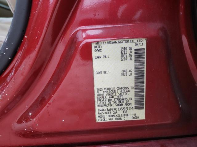 1N4AL3AP5FC169324 - 2015 NISSAN ALTIMA 2.5 RED photo 12