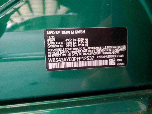 WBS43AY03PFP12537 - 2023 BMW M3 COMPETITION GREEN photo 13