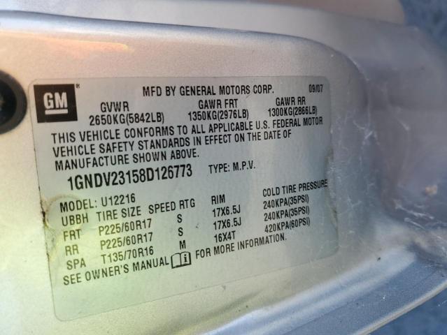 1GNDV23158D126773 - 2008 CHEVROLET UPLANDER LS GRAY photo 13