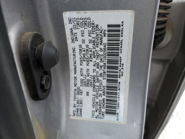 5TDBT48A71S029840 - 2001 TOYOTA SEQUOIA LIMITED SILVER photo 13