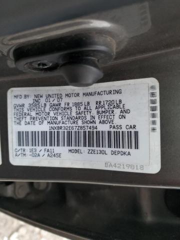 1NXBR32E67Z857494 - 2007 TOYOTA COROLLA CE GRAY photo 13