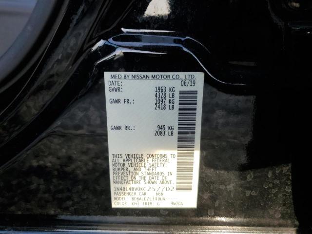 1N4BL4BV0KC257702 - 2019 NISSAN ALTIMA S BLACK photo 12