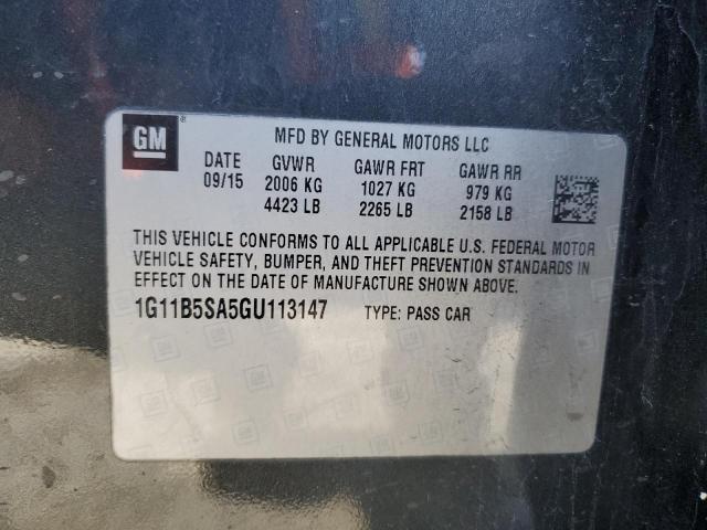 1G11B5SA5GU113147 - 2016 CHEVROLET MALIBU LIM LS GRAY photo 12