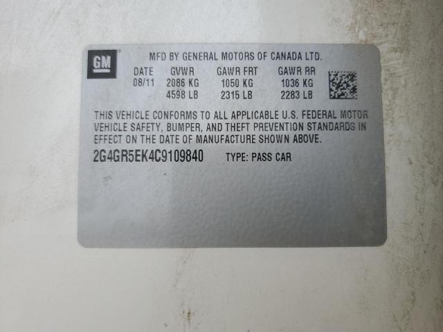 2G4GR5EK4C9109840 - 2012 BUICK REGAL 白色 照片 12