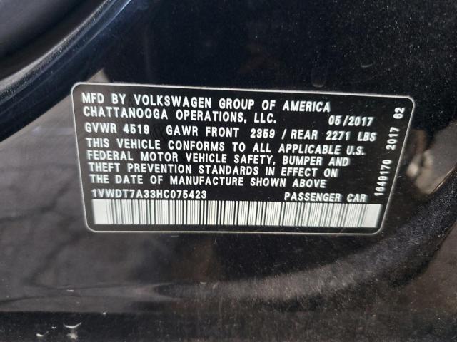 1VWDT7A33HC075423 - 2017 VOLKSWAGEN PASSAT R-LINE Schwarz Foto 12