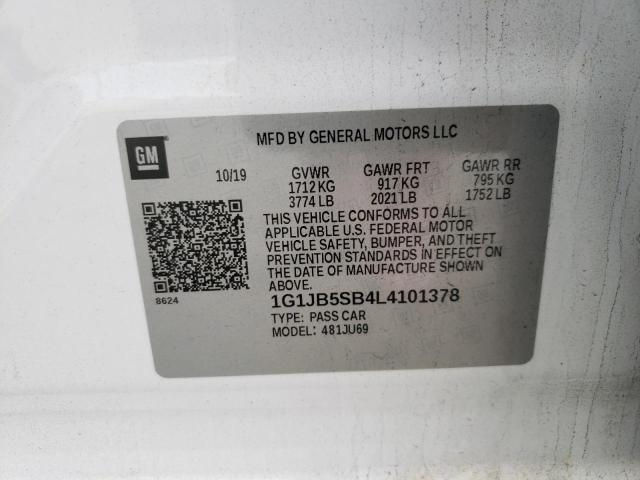 1G1JB5SB4L4101378 - 2020 CHEVROLET SONIC LS Ağ foto 12