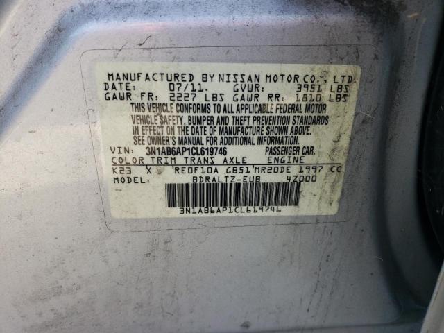 3N1AB6AP1CL619746 - 2012 NISSAN SENTRA 2.0 SILVER photo 12