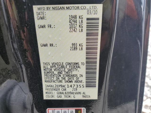 1N4AL2EP9AC147355 - 2010 NISSAN ALTIMA S BLACK photo 12