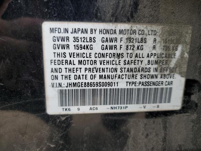 JHMGE88659S009011 - 2009 HONDA FIT SPORT BLACK photo 12