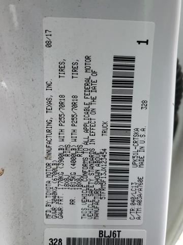 5TFRM5F13JX123454 - 2018 TOYOTA TUNDRA DOUBLE CAB SR/SR5 WHITE photo 12