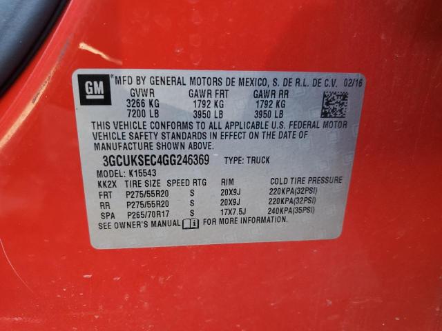 3GCUKSEC4GG246369 - 2016 CHEVROLET silverado K1500 LTZ RED photo 12