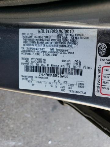 3FAHP0HA4BR236400 - 2011 FORD FUSION SE GRAY photo 12