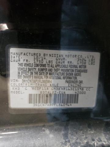 3N1CN7AP7FL860964 - 2015 NISSAN VERSA S BLACK photo 12