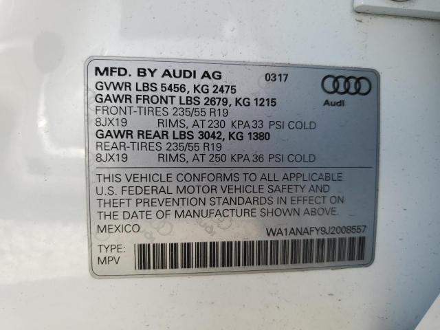 WA1ANAFY9J2008557 - 2018 AUDI Q5 PREMIUM WHITE photo 12