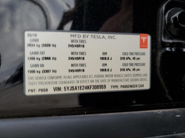 5YJSA1E24KF308959 - 2019 TESLA MODEL S Qara foto 12