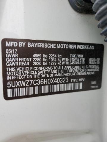 5UXWZ7C36H0X40323 - 2017 BMW X3 SDRIVE28I WHITE photo 13