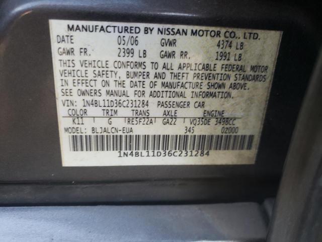 1N4BL11D36C231284 - 2006 NISSAN ALTIMA SE GRAY photo 12