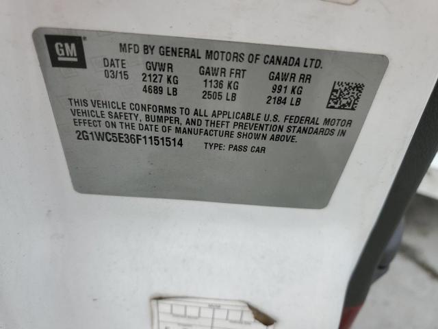 2G1WC5E36F1151514 - 2015 CHEVROLET IMPALA LIM LTZ WHITE photo 12