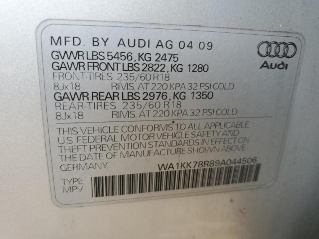 WA1KK78R89A044506 - 2009 AUDI Q5 3.2 SILVER photo 13