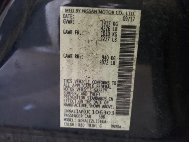 1N4AL3AP0JC106303 - 2018 NISSAN ALTIMA 2.5 CHARCOAL photo 12