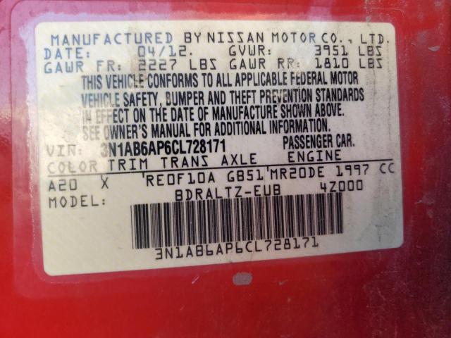 3N1AB6AP6CL728171 - 2012 NISSAN SENTRA 2.0 RED photo 13