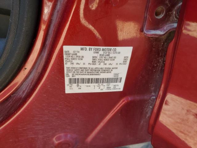 2FMDK4AK0EBB06663 - 2014 FORD EDGE SPORT RED photo 13