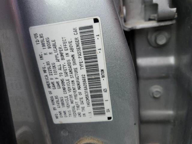 1HGCM56316A058462 - 2006 HONDA ACCORD SE SILVER photo 13