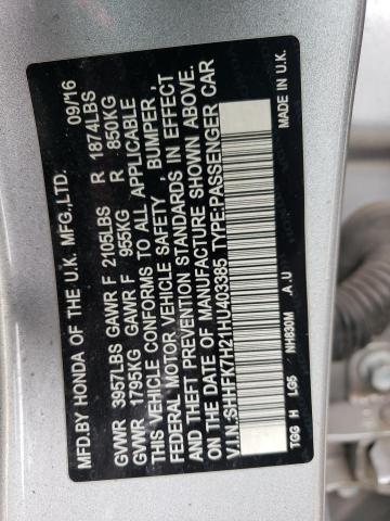 SHHFK7H21HU403385 - 2017 HONDA CIVIC LX SILVER photo 12