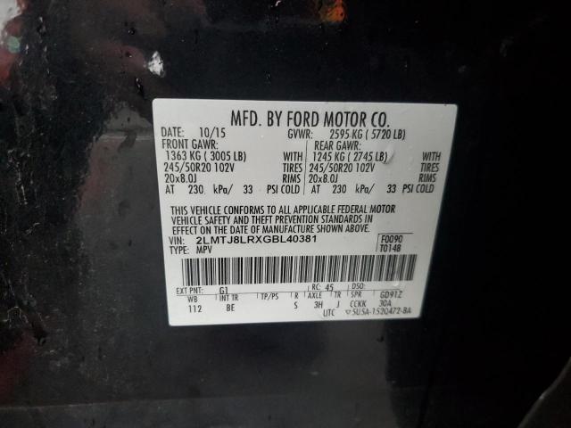 2LMTJ8LRXGBL40381 - 2016 LINCOLN MKX RESERVE Qara foto 12