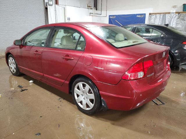 1HGFA165X8L055308 - 2008 HONDA CIVIC LX RED photo 2