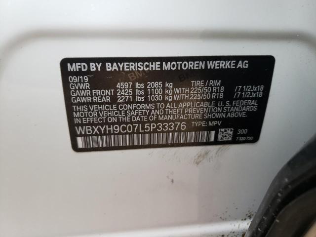 WBXYH9C07L5P33376 - 2020 BMW X2 SDRIVE28I WHITE photo 12