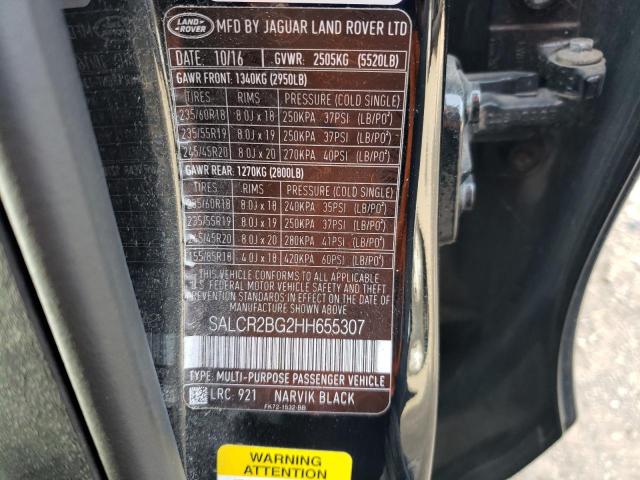 SALCR2BG2HH655307 - 2017 LAND ROVER DISCOVERY HSE BLACK photo 12