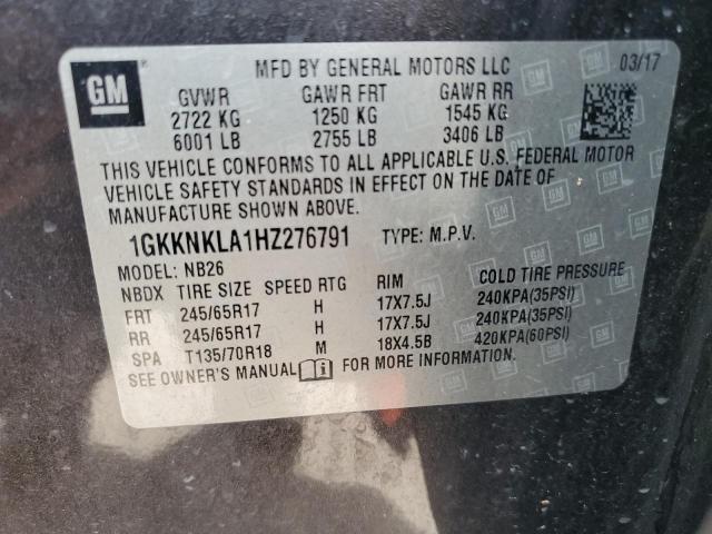 1GKKNKLA1HZ276791 - 2017 GMC ACADIA SLE GRAY photo 12