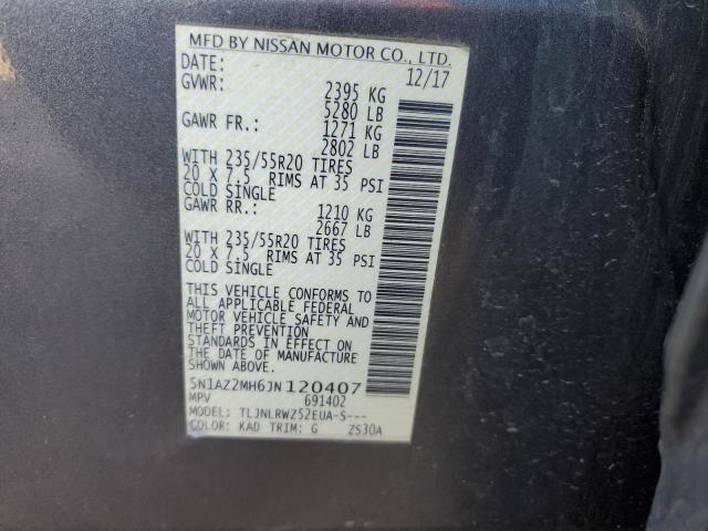 5N1AZ2MH6JN120407 - 2018 NISSAN MURANO S GRAY photo 13