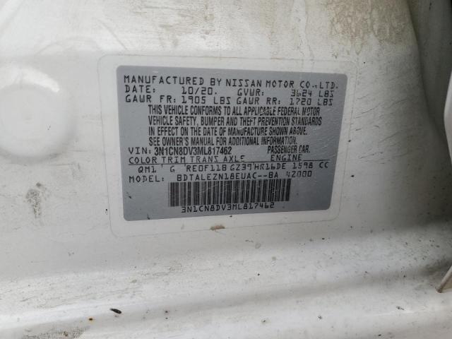 3N1CN8DV3ML817462 - 2021 NISSAN VERSA S WHITE photo 12