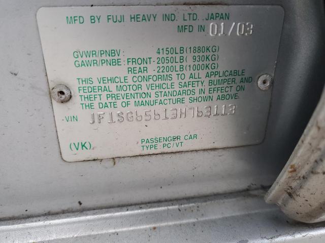 JF1SG65613H763113 - 2003 SUBARU FORESTER 2.5XS ვერცხლისფერი ფოტო 12