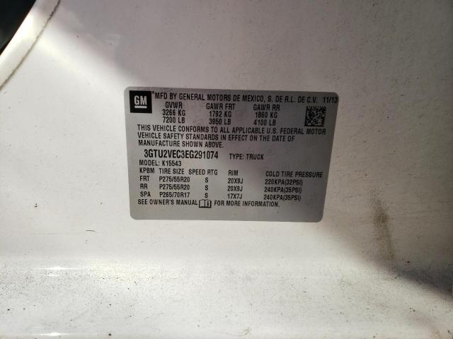 3GTU2VEC3EG291074 - 2014 GMC SIERRA K1500 SLT WHITE photo 12