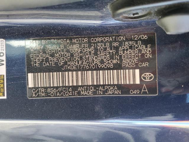 JTKDE177670199098 - 2007 TOYOTA SCION TC BLUE photo 13