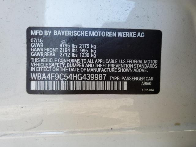 WBA4F9C54HG439987 - 2017 BMW 430XI GRAN COUPE WHITE photo 12
