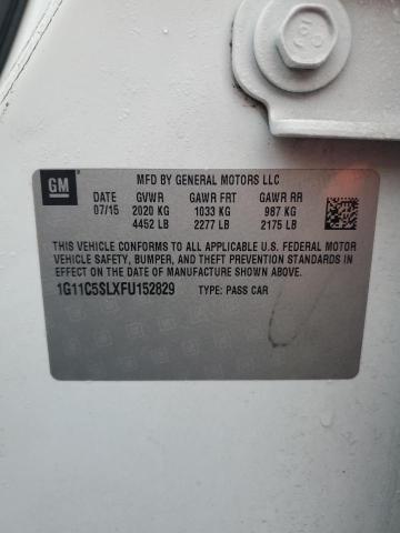 1G11C5SLXFU152829 - 2015 CHEVROLET MALIBU 1LT Ақ фото 12