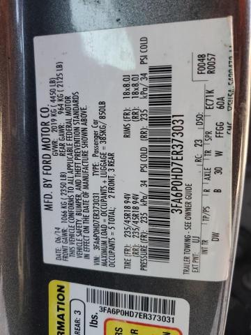 3FA6P0HD7ER373031 - 2014 FORD FUSION SE GRAY photo 13