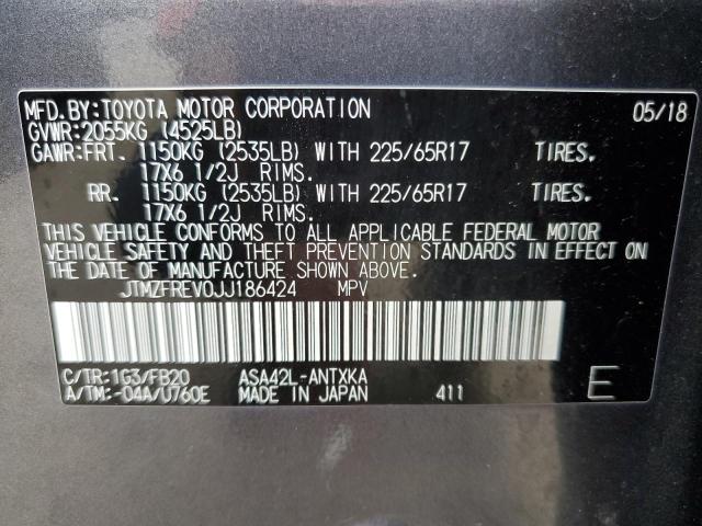 JTMZFREV0JJ186424 - 2018 TOYOTA RAV4 LE GRAY photo 14