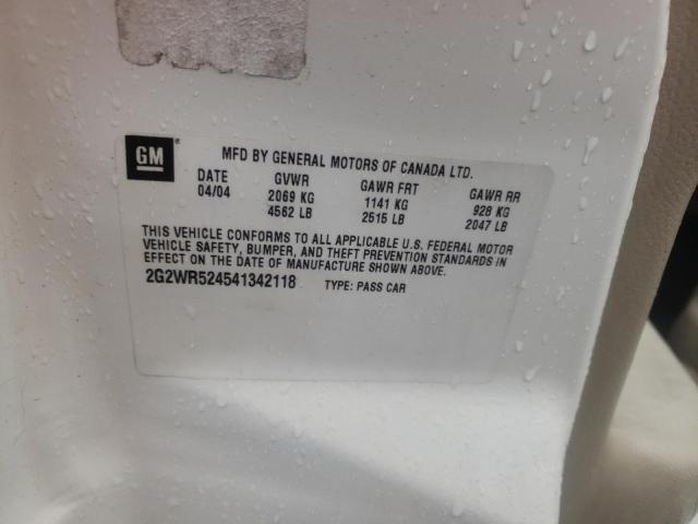 2G2WR524541342118 - 2004 PONTIAC GRAND PRIX GTP თეთრი ფოტო 12