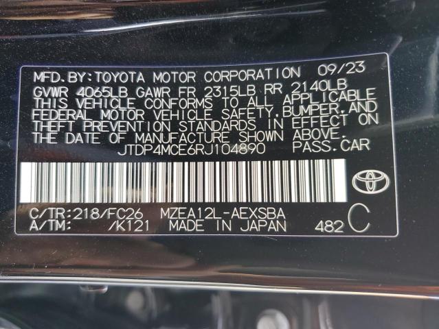 JTDP4MCE6RJ104890 - 2024 TOYOTA COROLLA SE BLACK photo 12