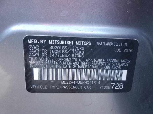 ML32A4HJ5HH011814 - 2017 MITSUBISHI MIRAGE SE GRAY photo 12