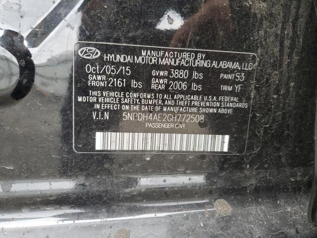 5NPDH4AE2GH772508 - 2016 HYUNDAI ELANTRA SE BLACK photo 12