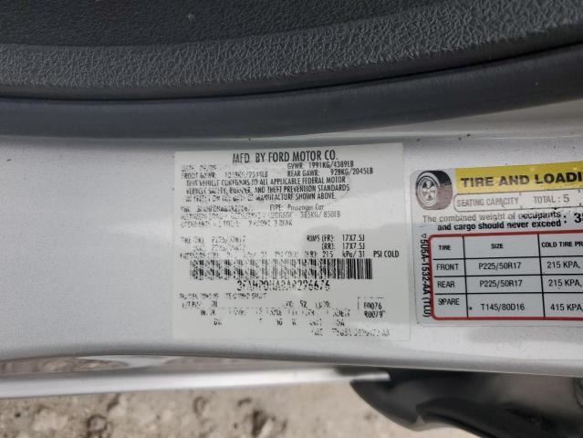 3FAHP0HA8AR226676 - 2010 FORD FUSION SE SILVER photo 12