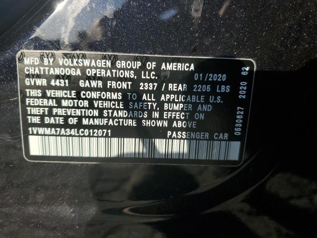1VWMA7A34LC012071 - 2020 VOLKSWAGEN PASSAT R-LINE Սև լուսանկար 12